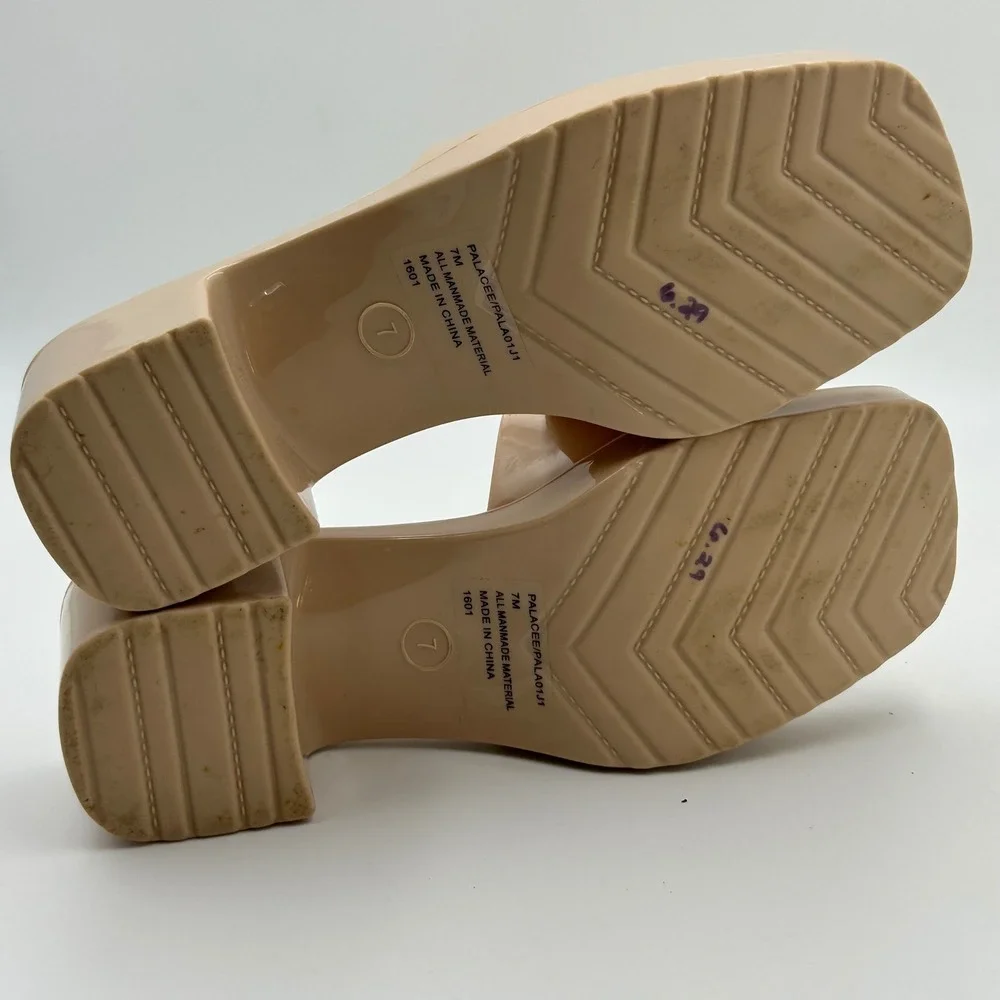 Madden Girl Palacee Sandals Womens 7 Nude Jelly Platform Block Heel Y2K Retro